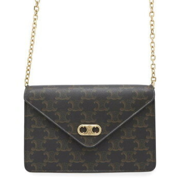 Celine Triomphe Maillon Chain Wallet Brown s - Picture 1 of 8